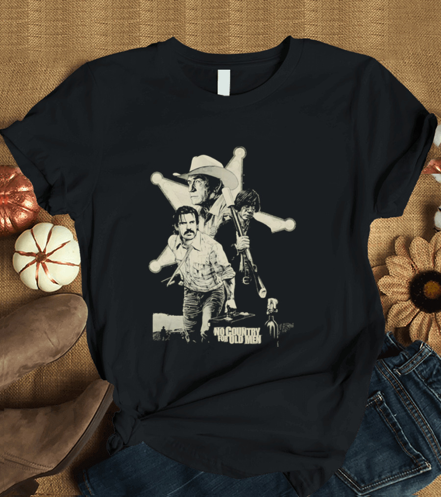 No Country For Old Men Llewelyn Moss Anton Chigurh Sheriff Bell Iconic Trio T-Shirt
