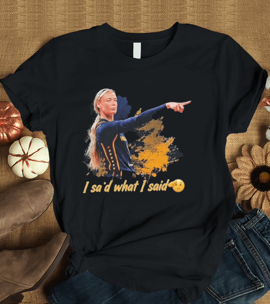 Sophie Cunningham I Said What I Said Yellow And Blue Basketball Emoji T-Shirt