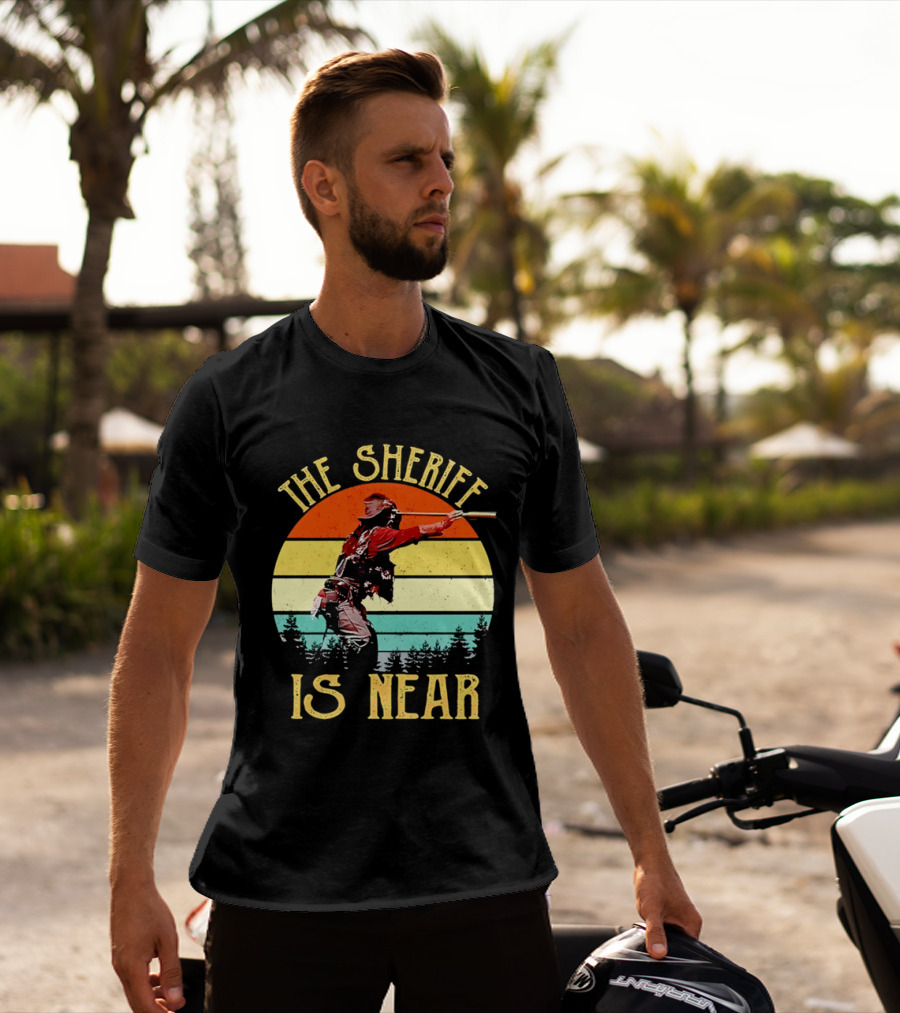 The Sheriff Is Near Western Cowboy Retro Sunset T-Shirt