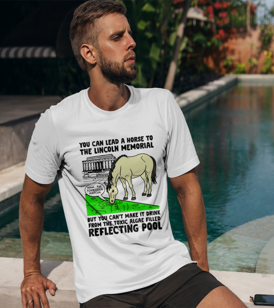 You Can Lead A Horse To The Lincoln Memorial Nnmm This Forbidden Matcha Toxic Algae Filled Reflecting Pool T-Shirt