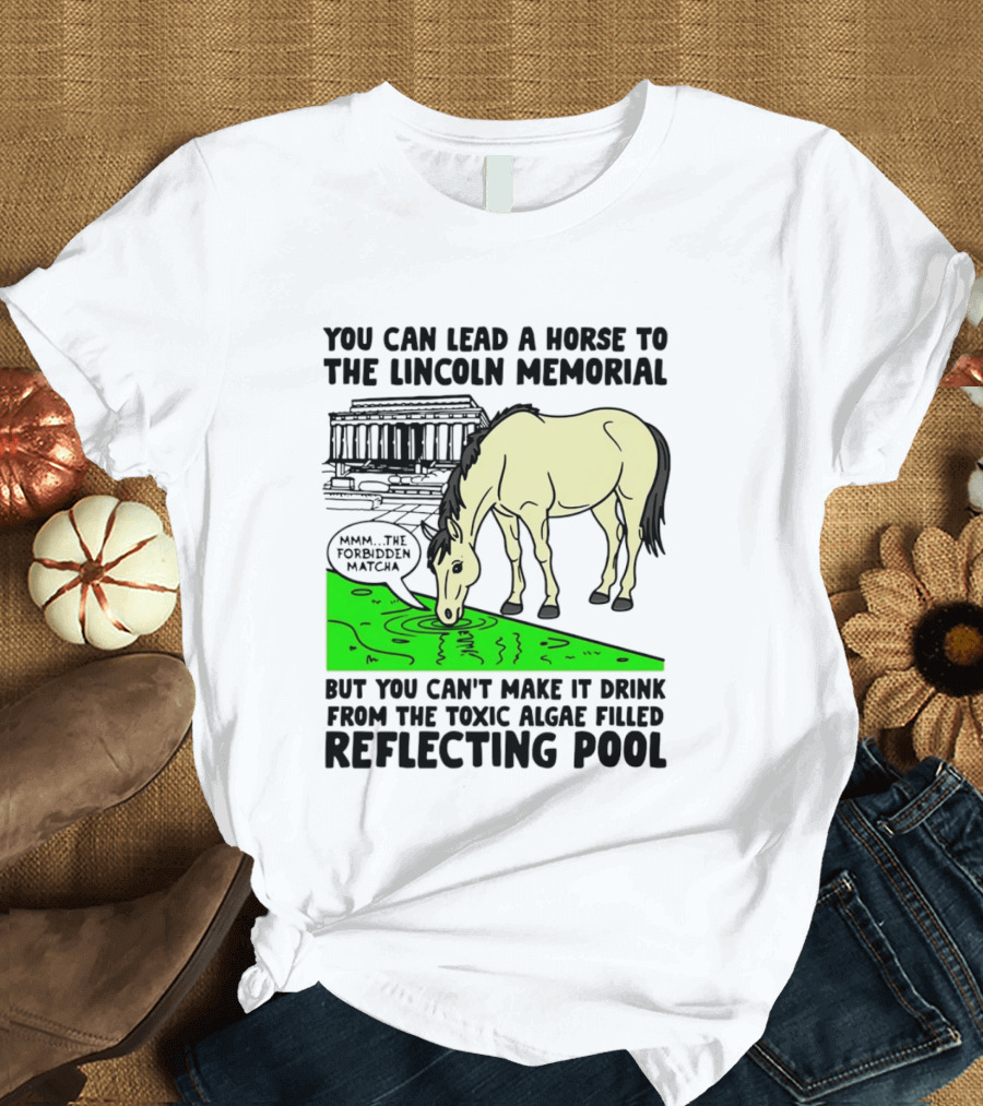 You Can Lead A Horse To The Lincoln Memorial Nnmm This Forbidden Matcha Toxic Algae Filled Reflecting Pool T-Shirt