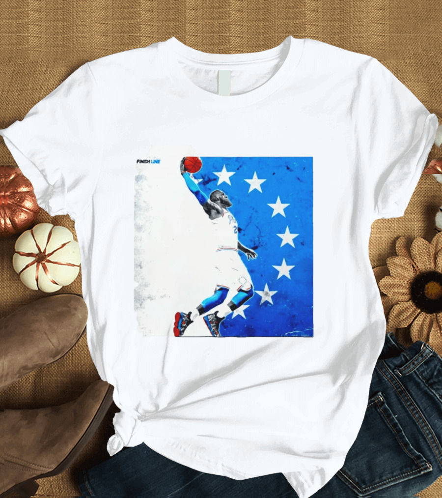 LeBron James Philadelphia 76ers Finish Line Stars Basketball Dunk T-Shirt