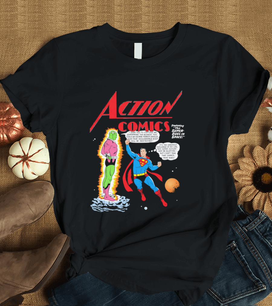 Action Comics Superman I Dare You To Capture Me Super Duel In Space T-Shirt