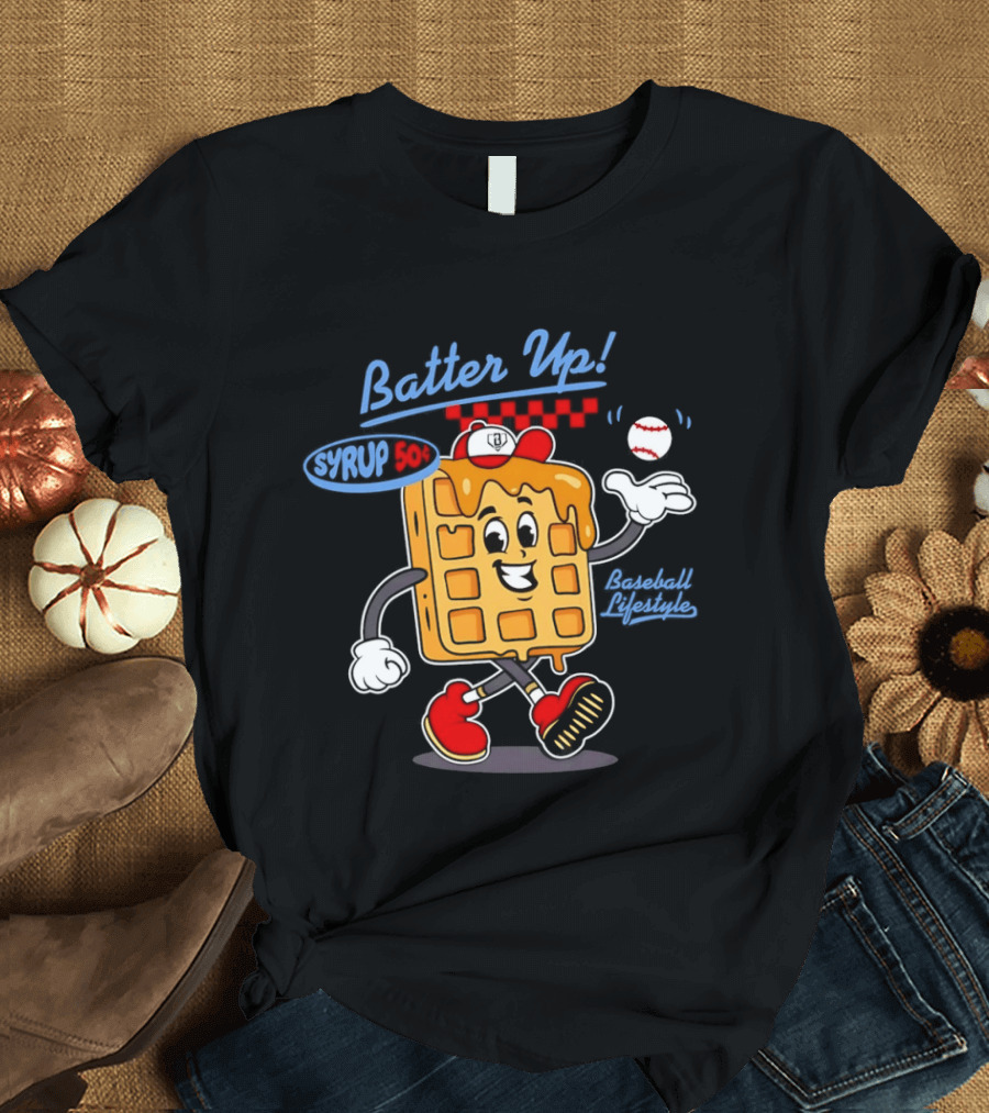 Batter Up Syrup Baseball Waffle Fun Sports Lifestyle T-Shirt