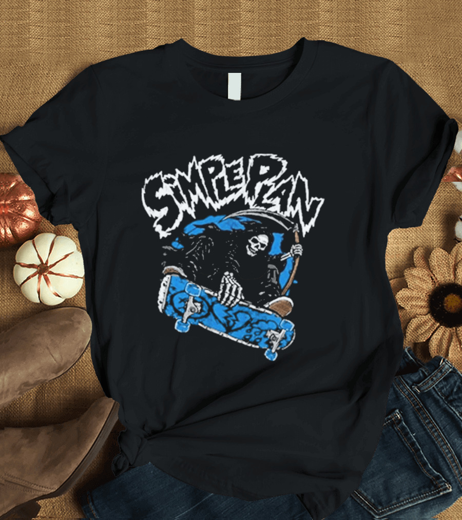 Simple Plan Skeleton Skater With Scythe 2026 T-Shirt