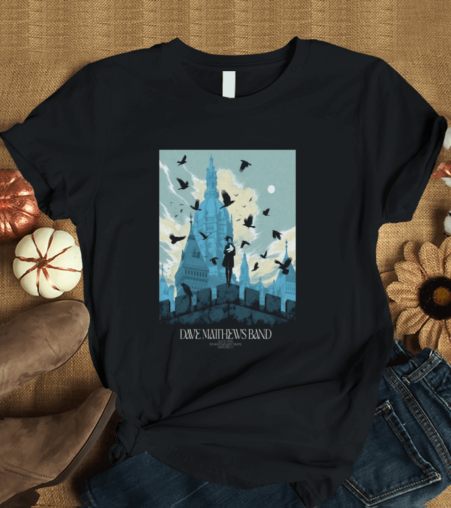 Dave Matthews Band July 25 2026 The Meadows Music Theatre Hartford CT Birds And Gothic Architecture T-Shirt