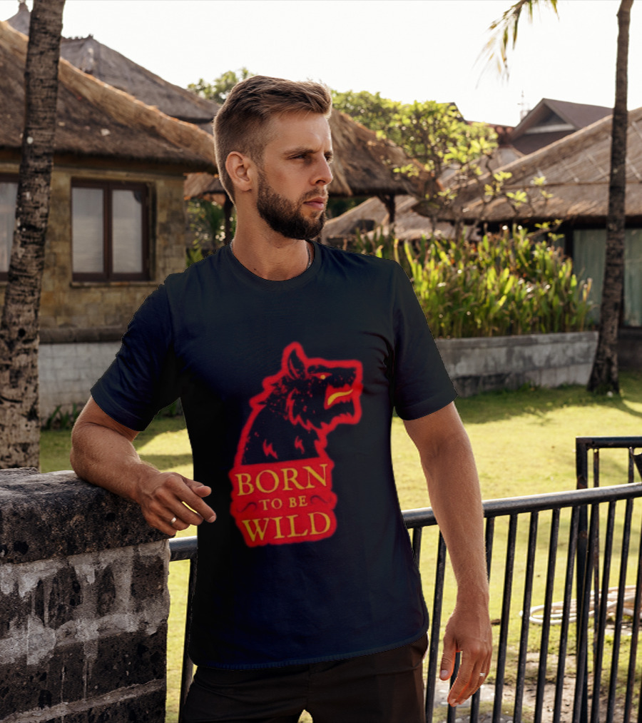 Born To Be Wild Wolf Silhouette Red T-Shirt