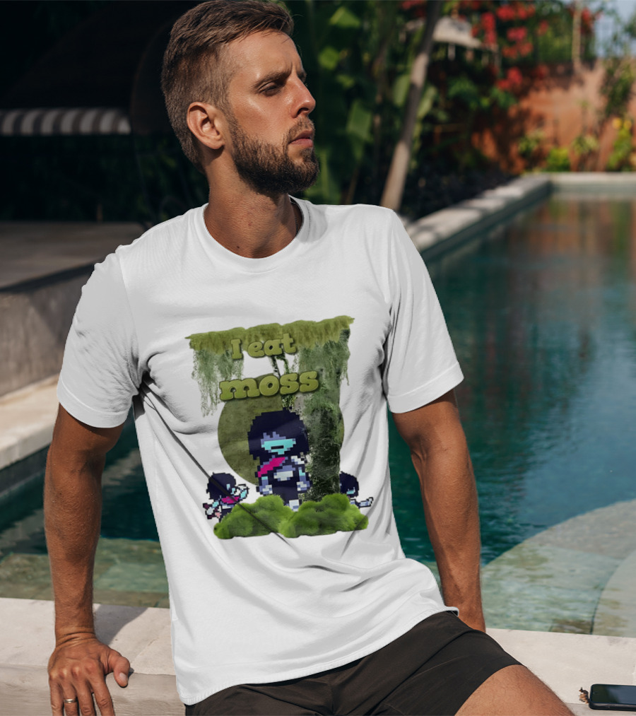 Deltarune I Eat Moss Pixel Art With Character And Mossy T-Shirt