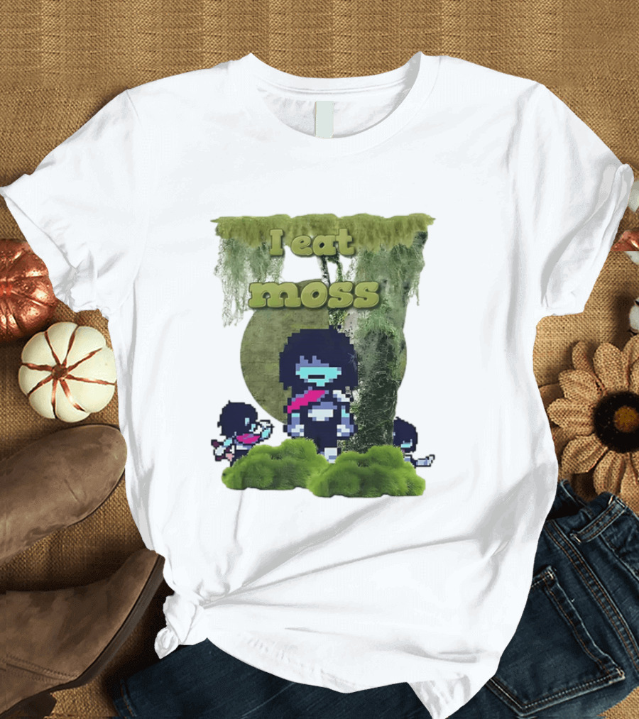 Deltarune I Eat Moss Pixel Art With Character And Mossy T-Shirt