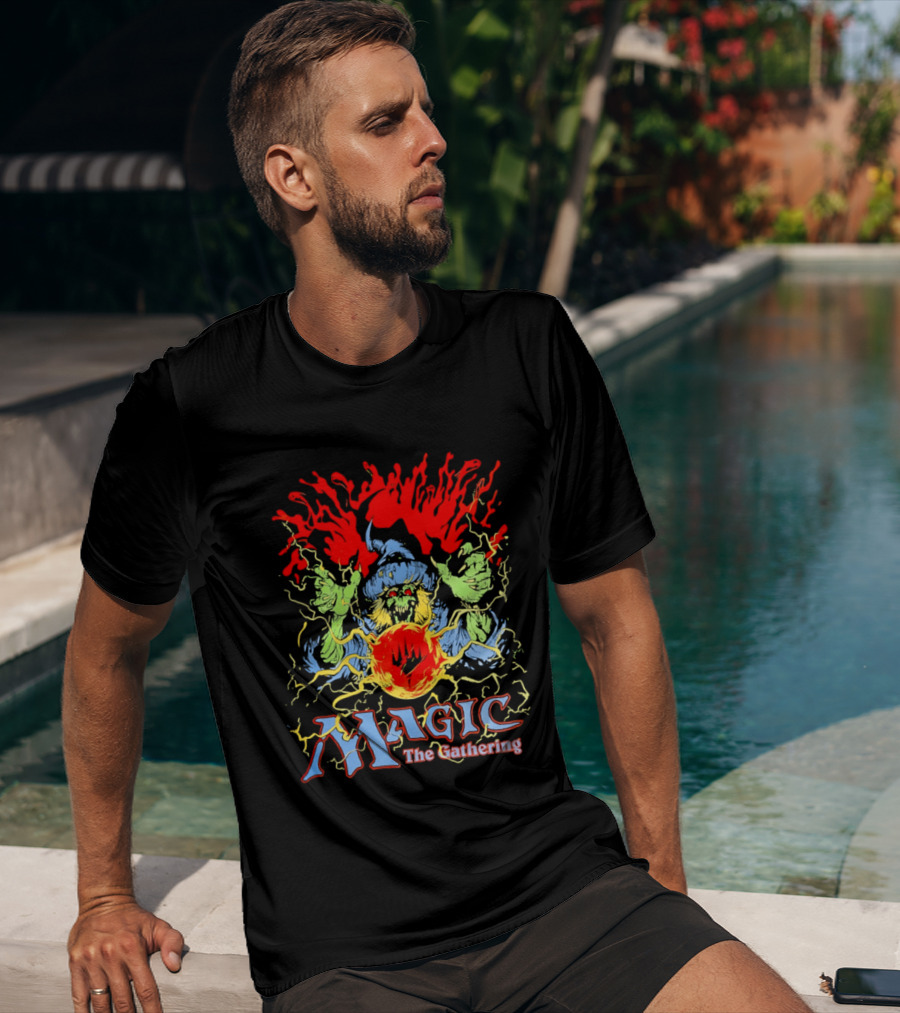 Magic The Gathering Wizard Elemental Spellcaster Mystical Flames T-Shirt