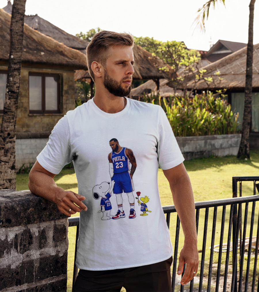 Philadelphia 76ers LeBron James With Snoopy And Woodstock 2026 T-Shirt