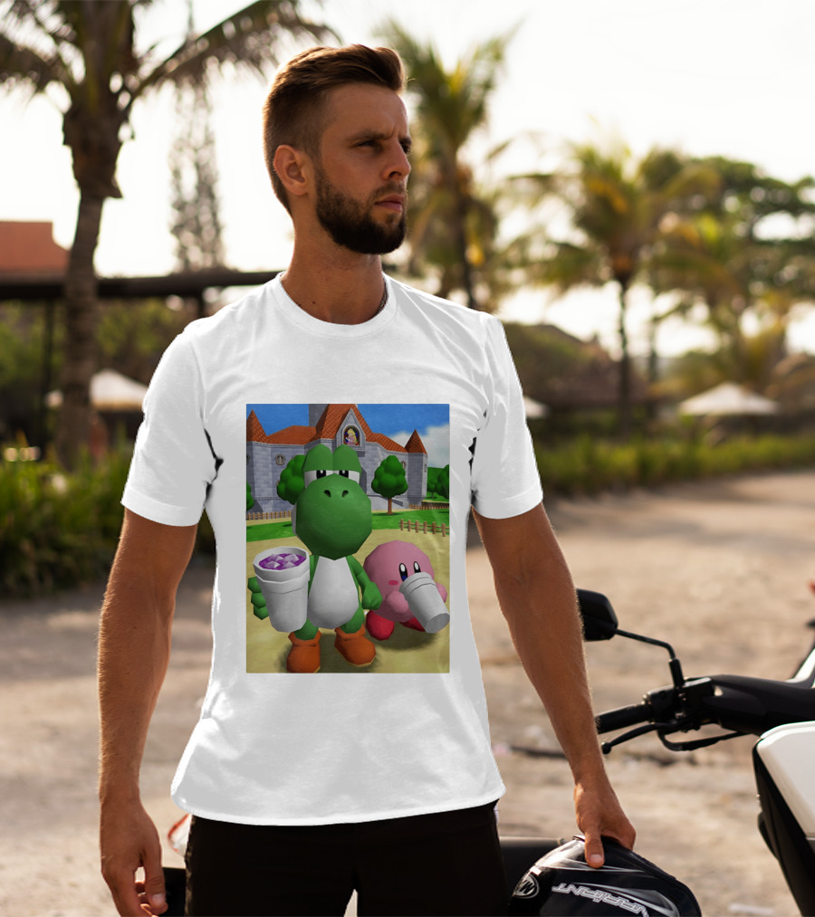 Yoshi Kirby Lean Purple Drink Castle Scene T-Shirt