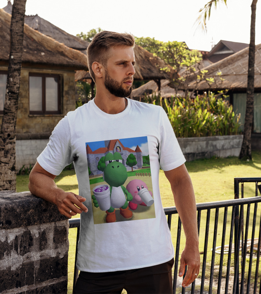 Yoshi Kirby Lean Purple Drink Castle Scene T-Shirt