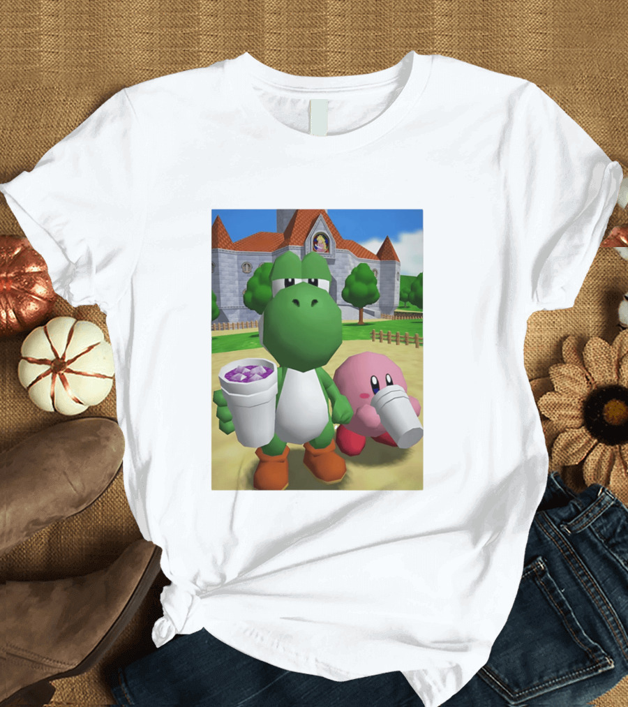 Yoshi Kirby Lean Purple Drink Castle Scene T-Shirt