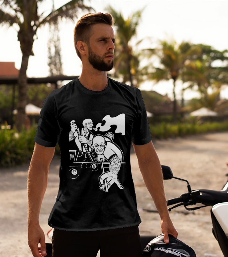 13 12 Tattooed Billiard Players Smoking Pool Game T-Shirt