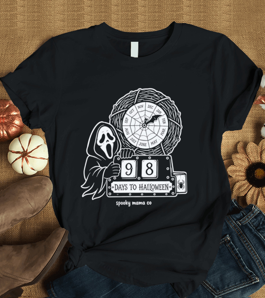 Halloween Countdown 98 Days Ghostface Horror Calendar Spooky Mama Co T-Shirt