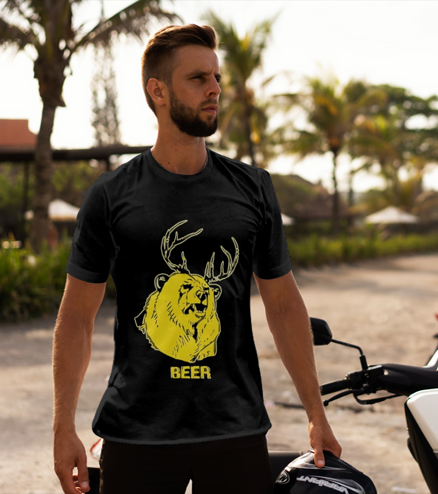 Beer Antlered Bear T-Shirt