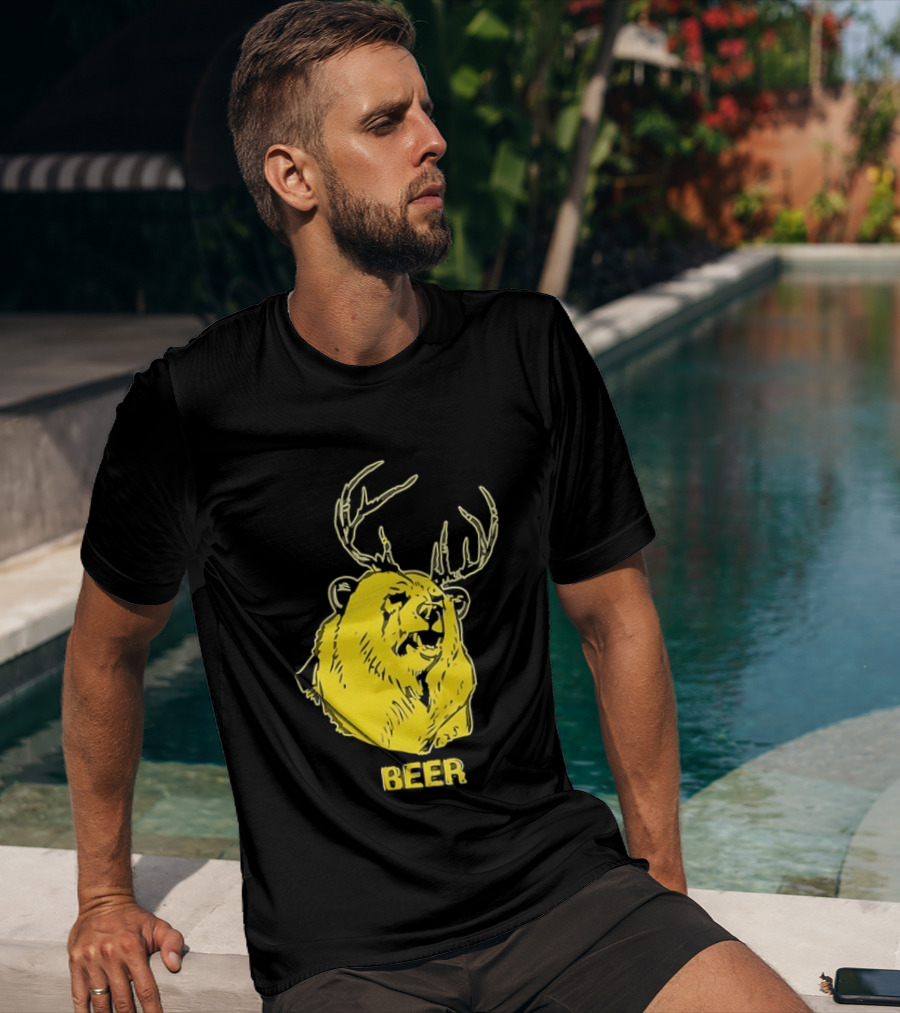 Beer Antlered Bear T-Shirt
