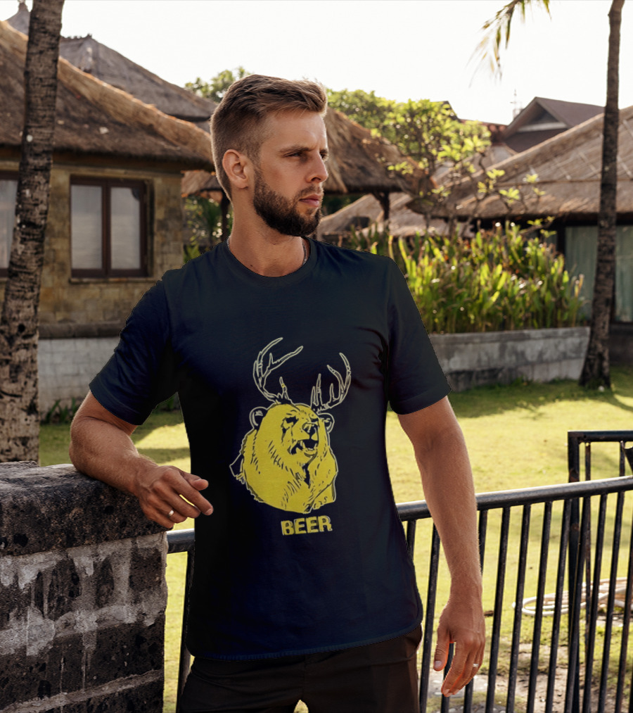 Beer Antlered Bear T-Shirt