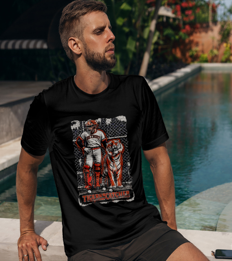 Detroit Tigers Tigerrrcatcher Baseball Player And Tiger T-Shirt