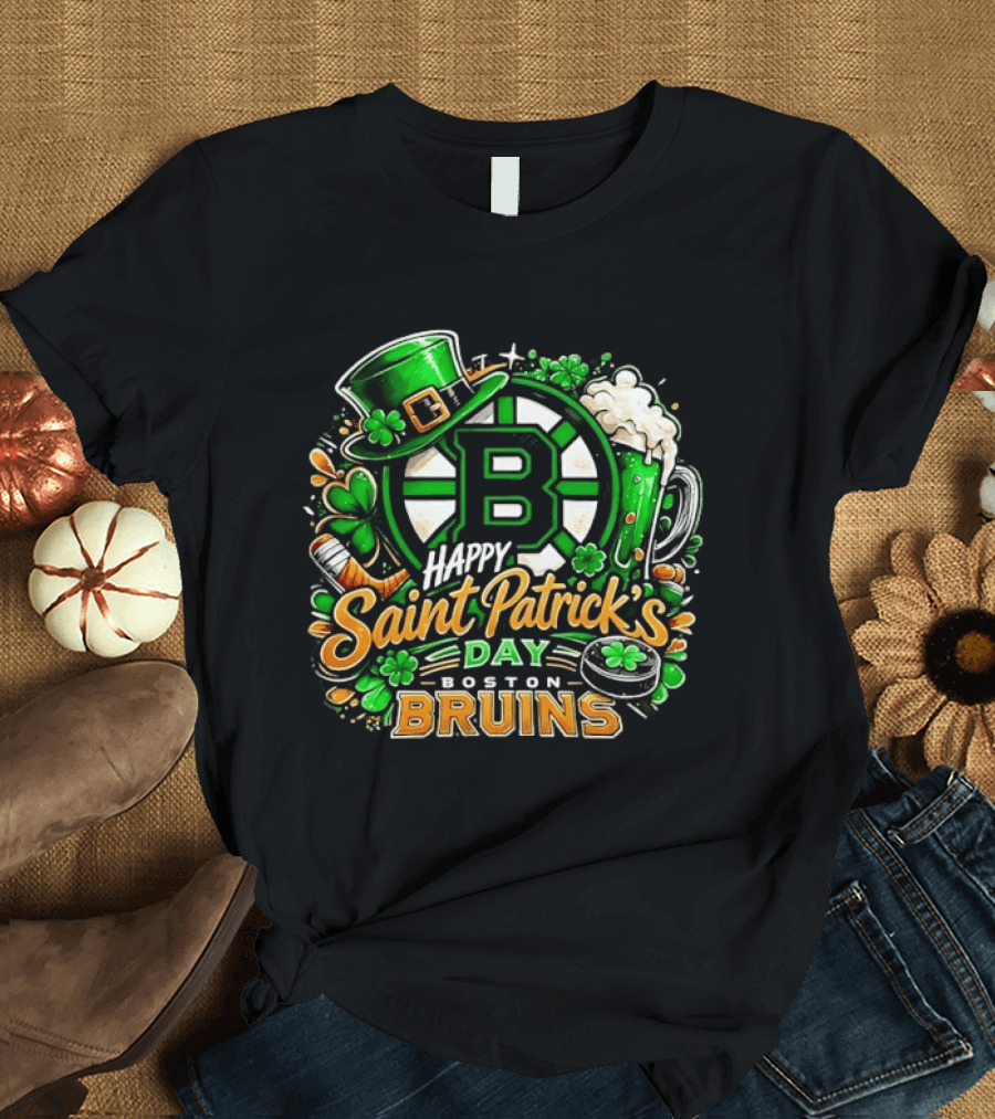 Boston Bruins St. Patrick's Day 2026 Celebration Hockey Team Florals T-Shirt