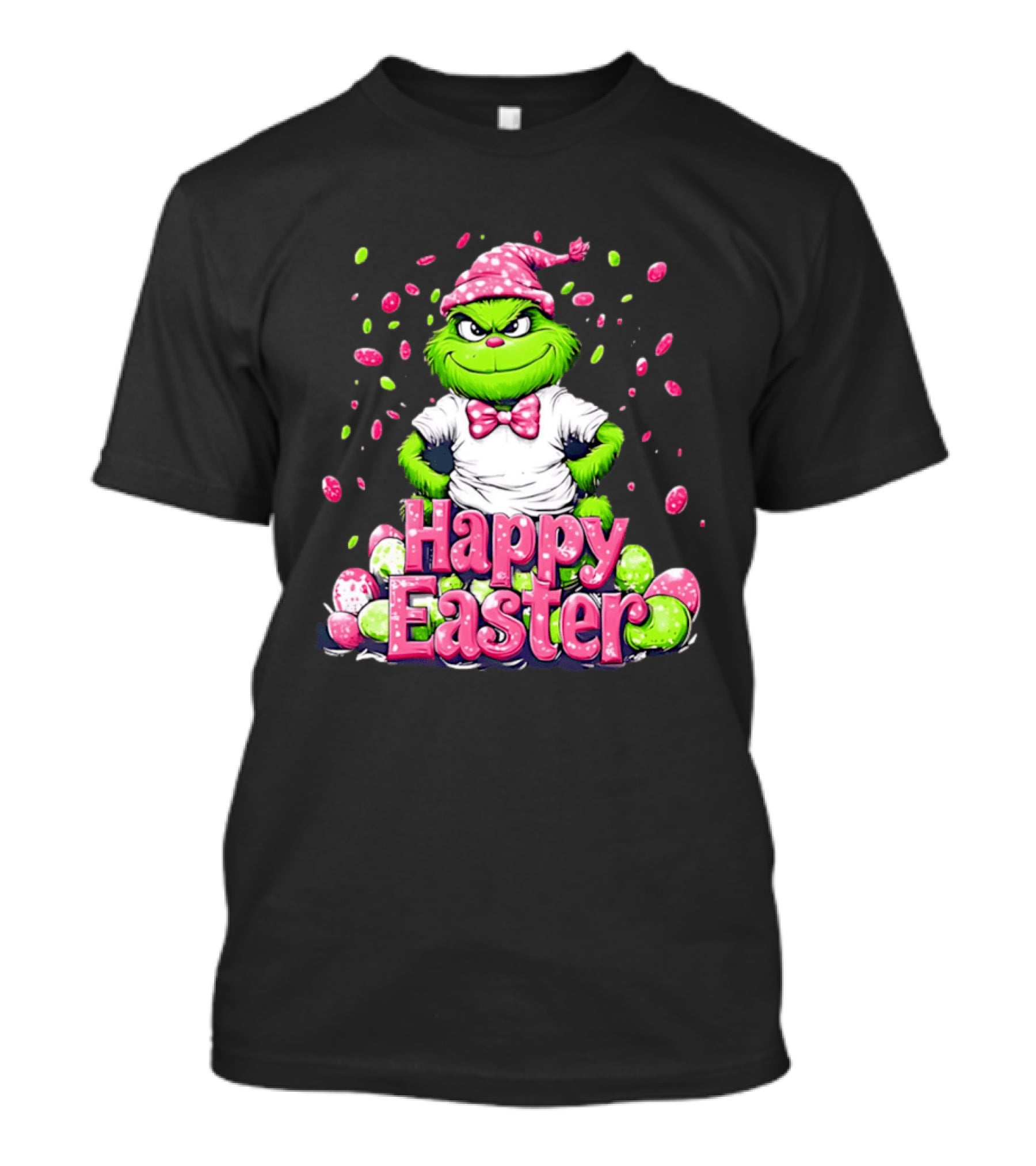 Happy Easter Grinch In Festive Hat With Colorful Eggs T-Shirt