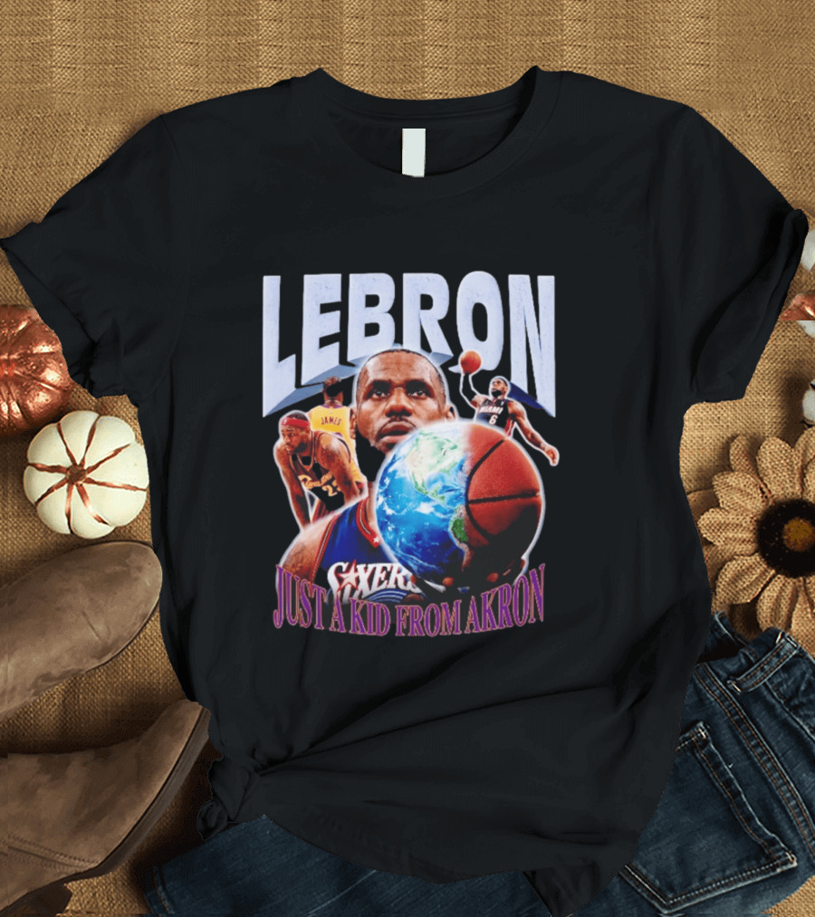 LeBron James Just A Kid From Akron Philadelphia 76ers T-Shirt