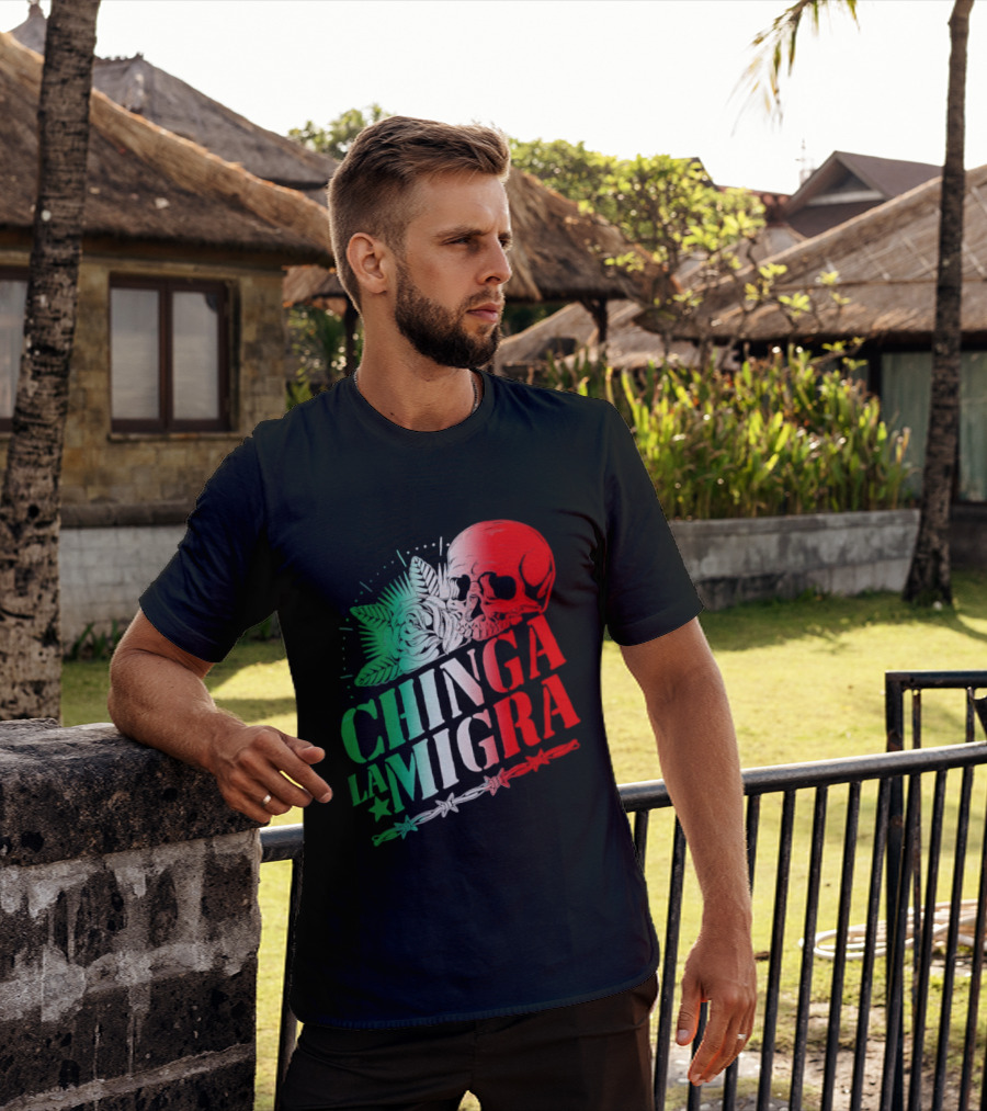 Chinga La Migra Skull Rose Immigration Reform T-Shirt