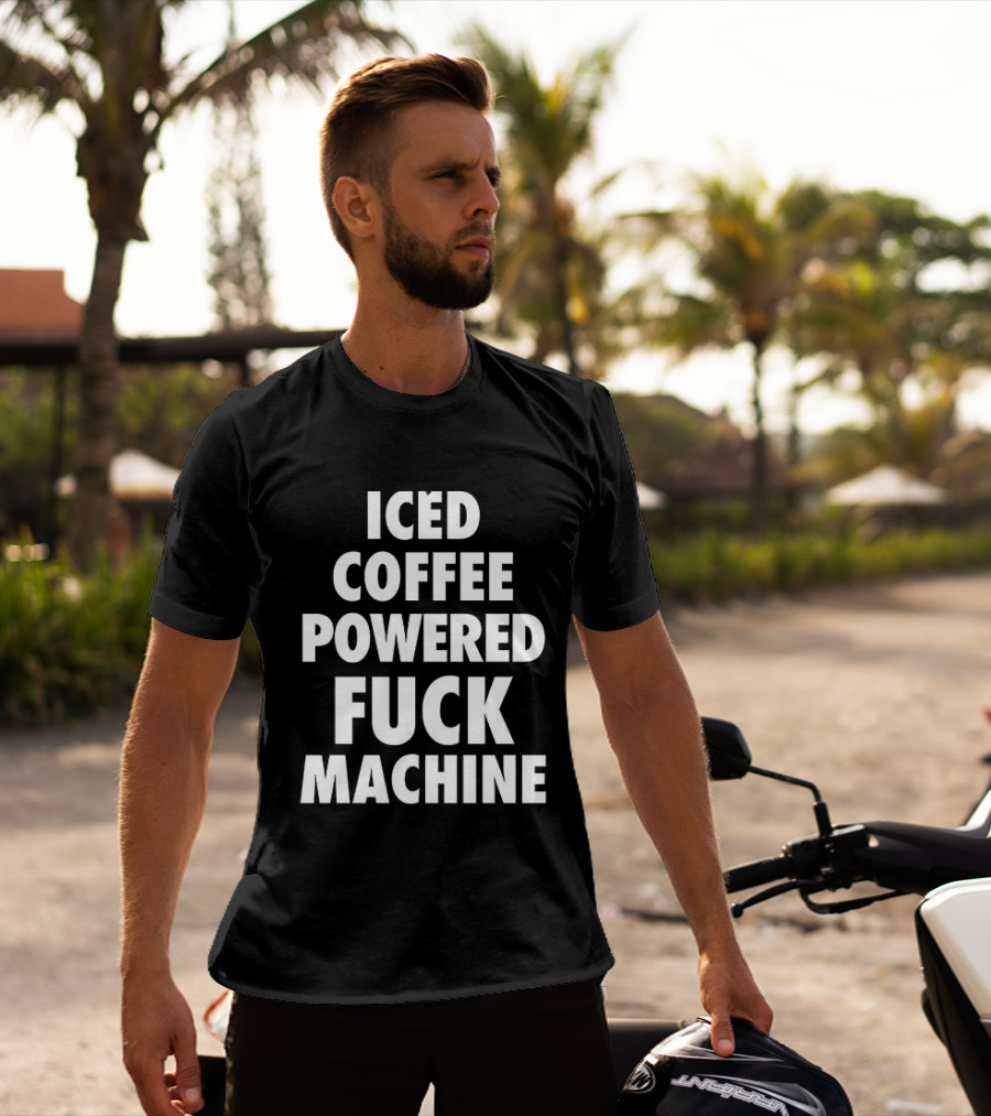 Iced Coffee Powered Statement Phrase T-Shirt