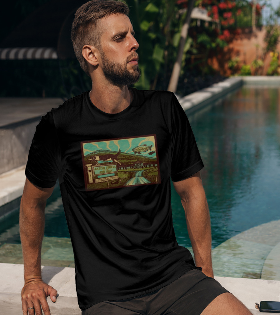 Jason Isbell And The 400 Unit July 26 2026 Ting Pavilion Charlottesville VA Concert With Dog Fish Farmhouse Scene T-Shirt