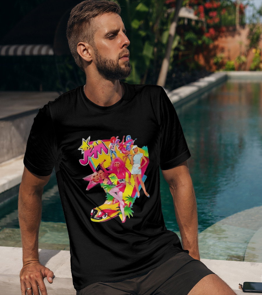 Jem 80s Cartoon Band Pop Music Star Singer Fashion Aesthetic Retro Characters T-Shirt