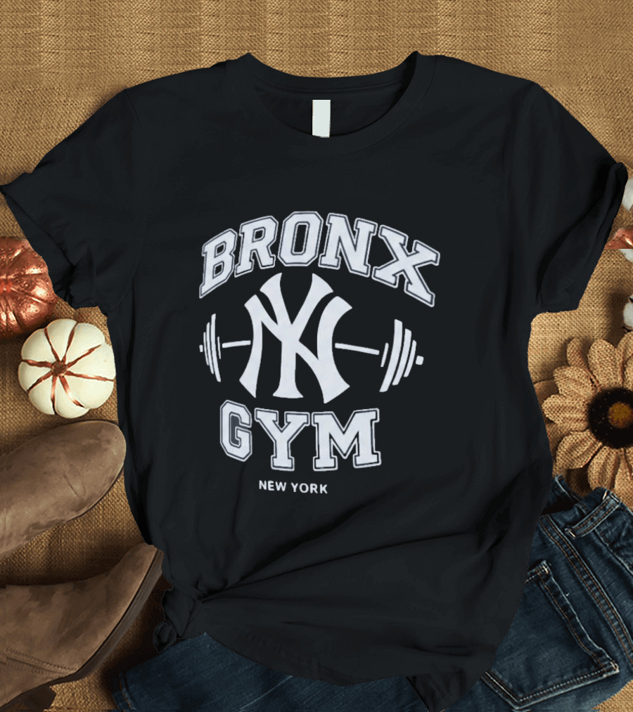 New York Yankees Bronx Gym Fitness Training Barbell T-Shirt