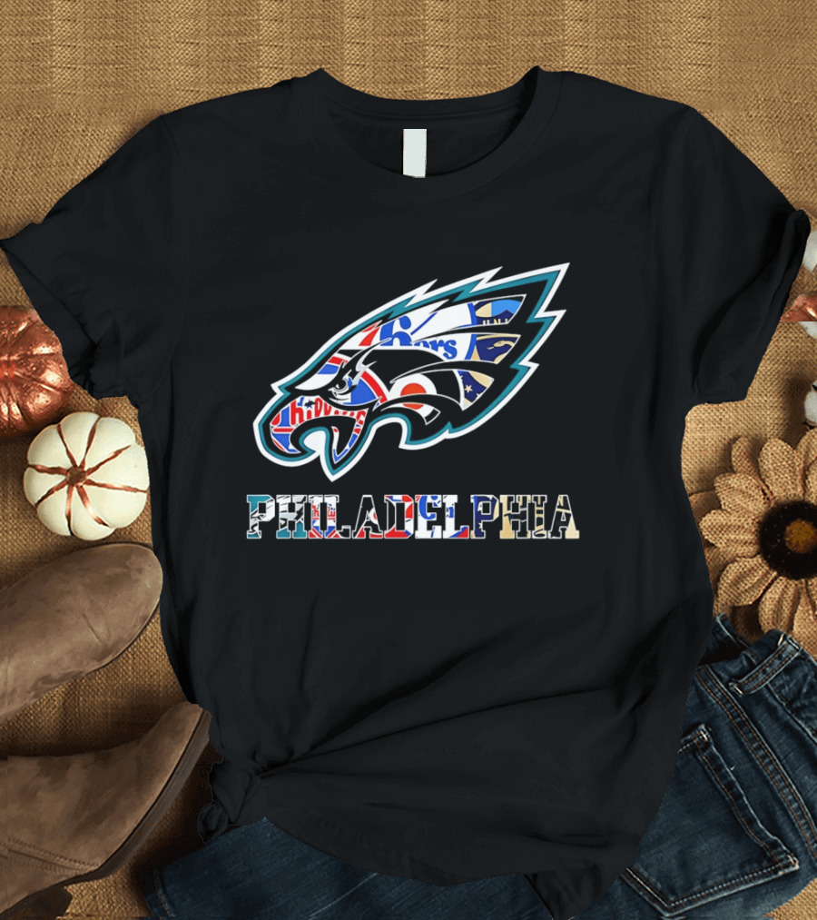 Philadelphia Eagles Phillies Flyers 76ers Team Mashup T-Shirt