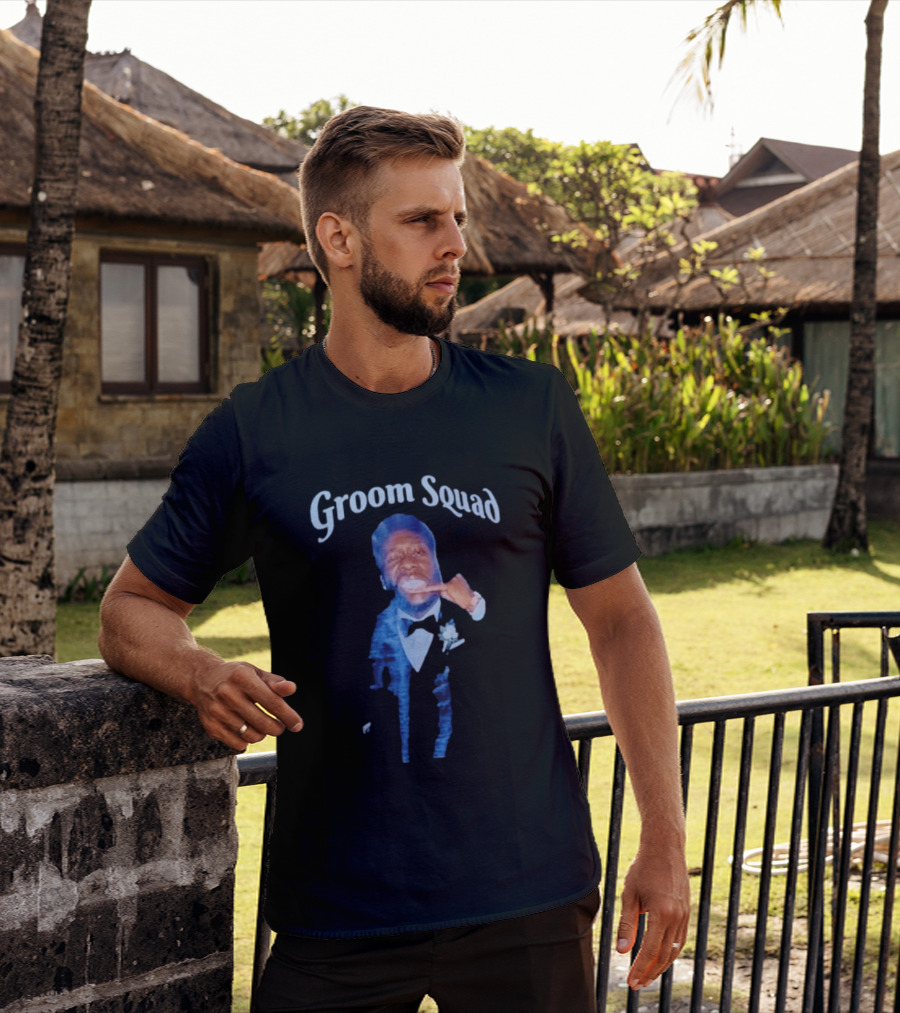 Groom Squad Tuxedo Finger Point Man T-Shirt