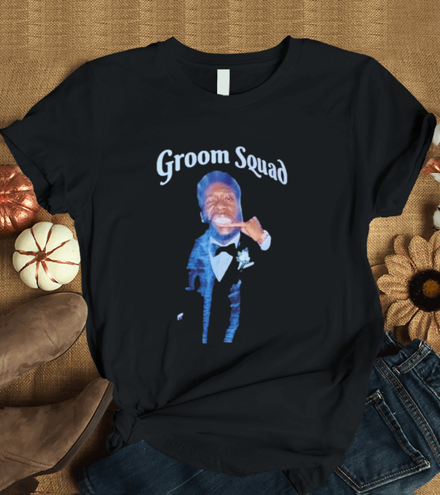 Groom Squad Tuxedo Finger Point Man T-Shirt