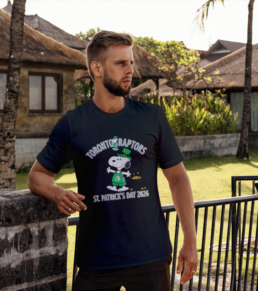 Toronto Raptors Snoopy St Patrick's Day 2026 Basketball Clover T-Shirt