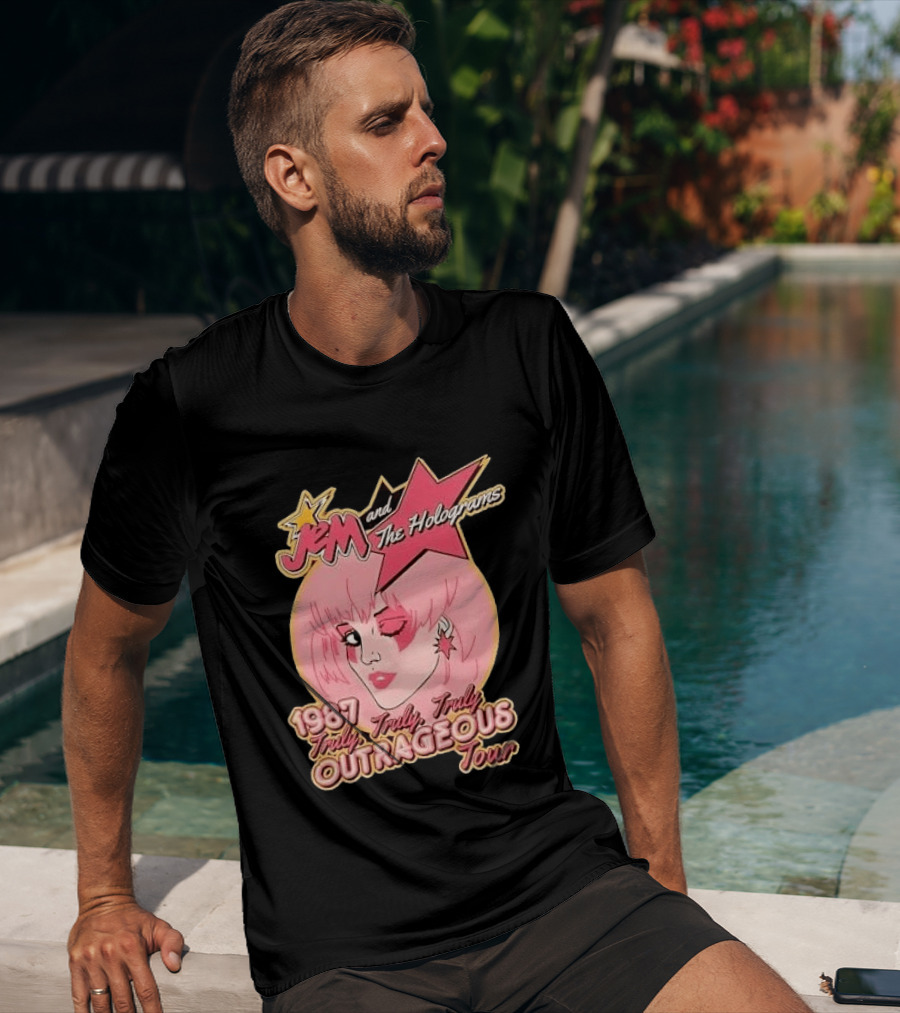 1987 Truly Outrageous Tour Jem And The Holograms Retro Pink Star T-Shirt
