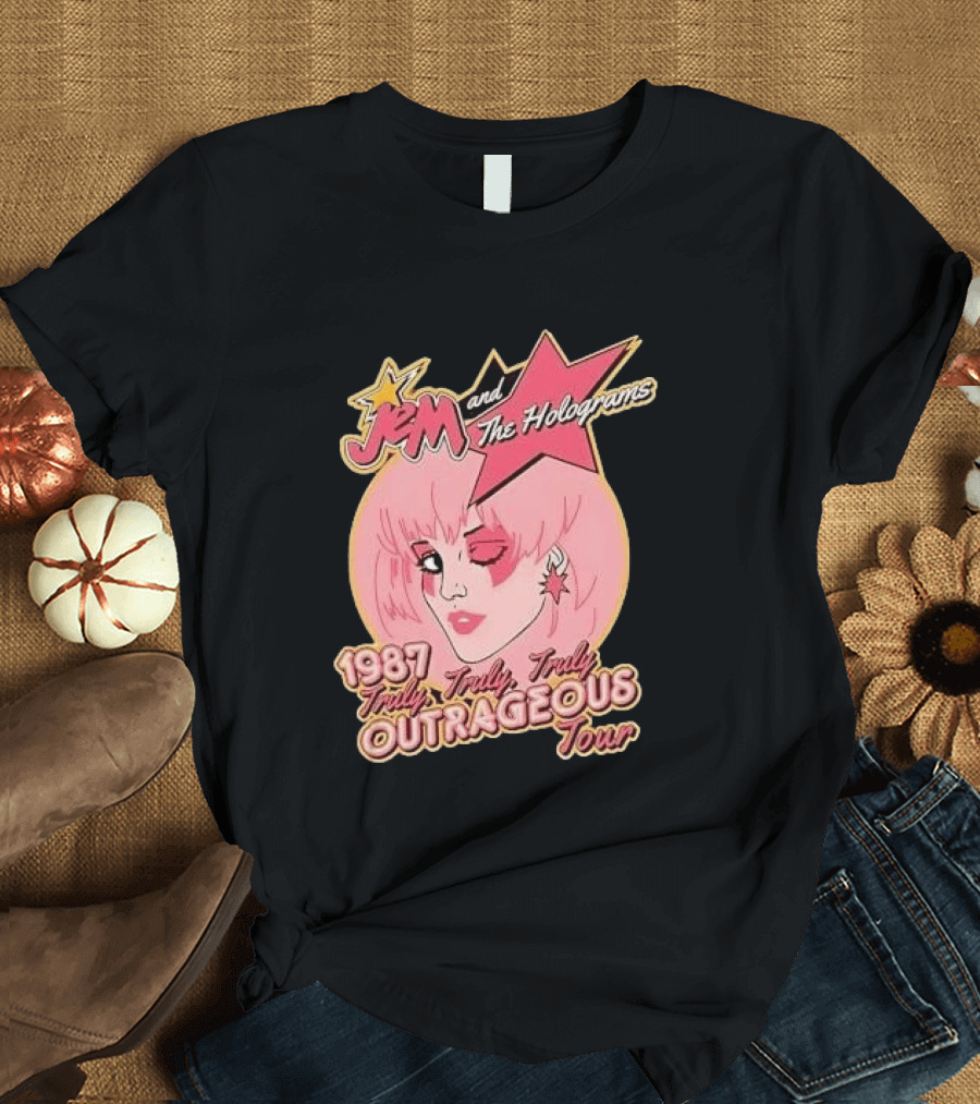 1987 Truly Outrageous Tour Jem And The Holograms Retro Pink Star T-Shirt