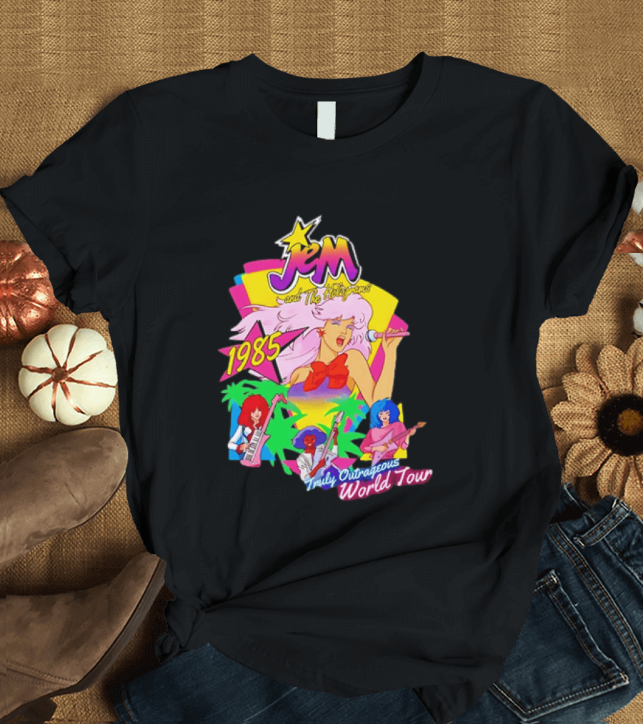 Jem And The Holograms 1985 Truly Outrageous World Tour Retro Concert Fan T-Shirt