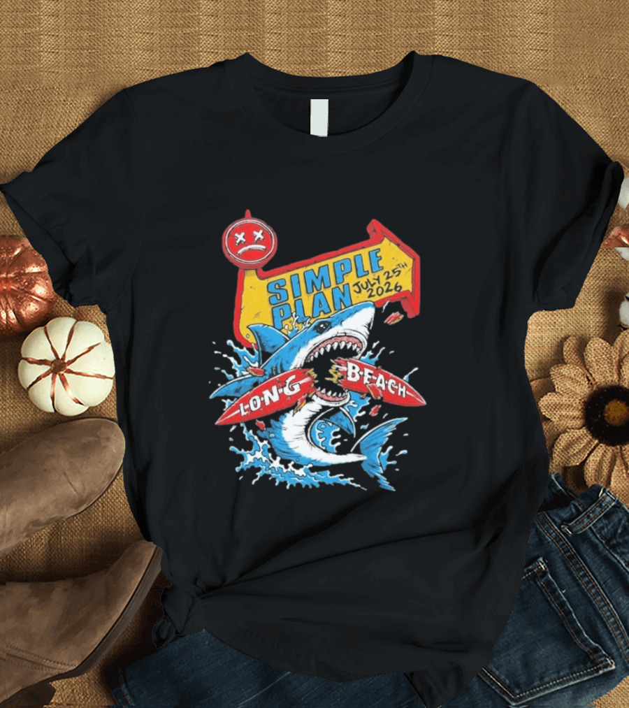 Simple Plan Shark Long Beach July 25 2026 T-Shirt