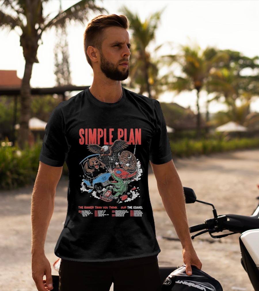 Simple Plan The Bigger Than You Think Tour 2026 Dates The Sequel Animals And Car Racing T-Shirt