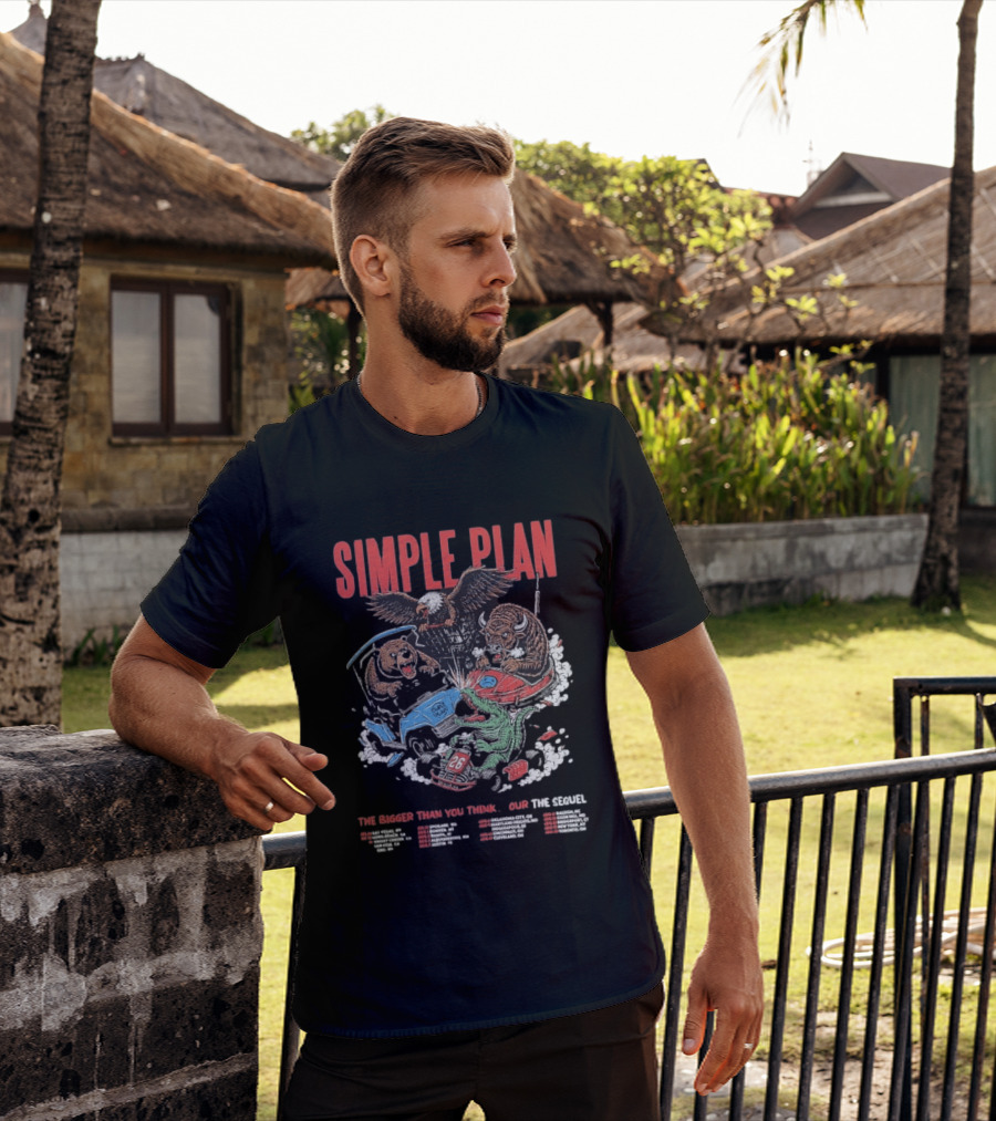 Simple Plan The Bigger Than You Think Tour 2026 Dates The Sequel Animals And Car Racing T-Shirt
