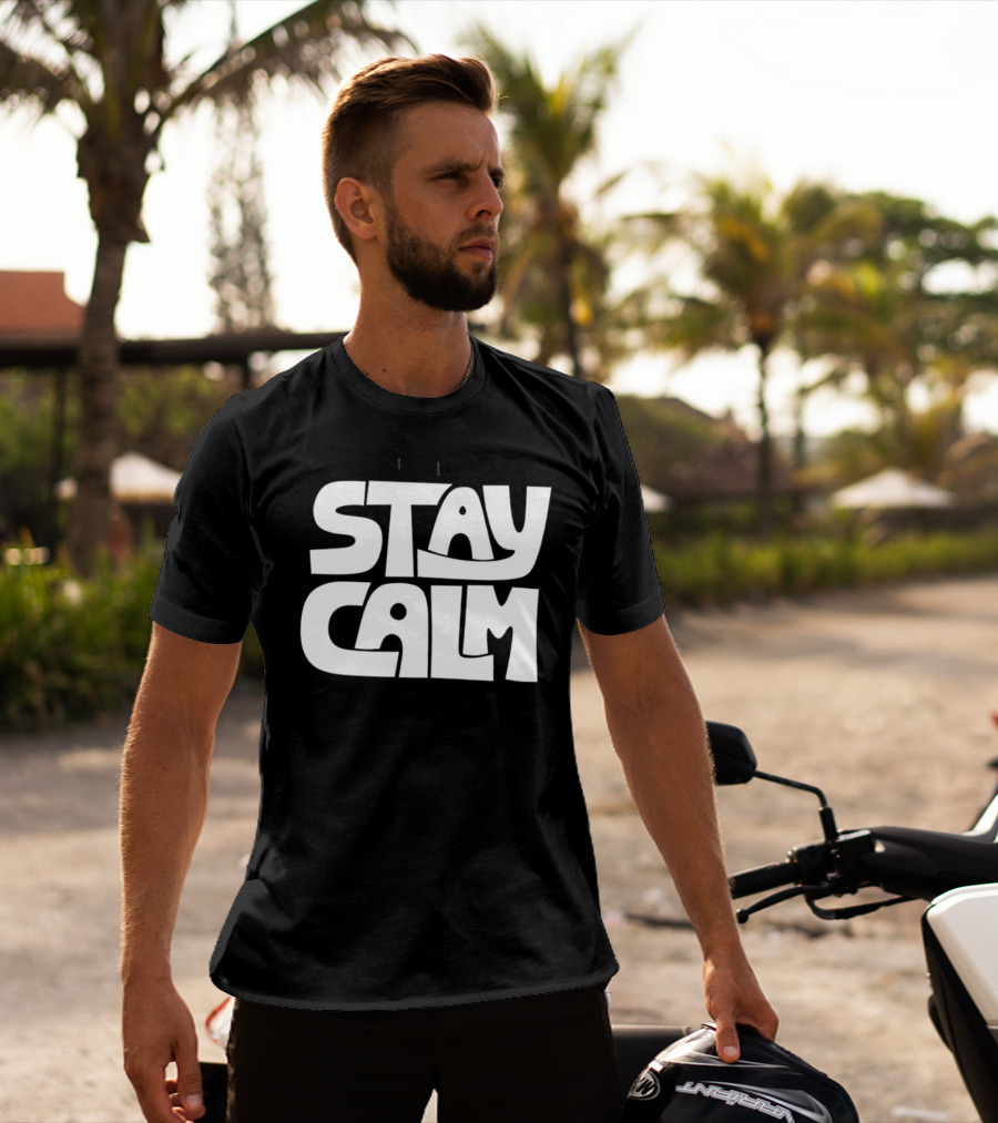 Stay Calm Text Bold Bubble Letters T-Shirt