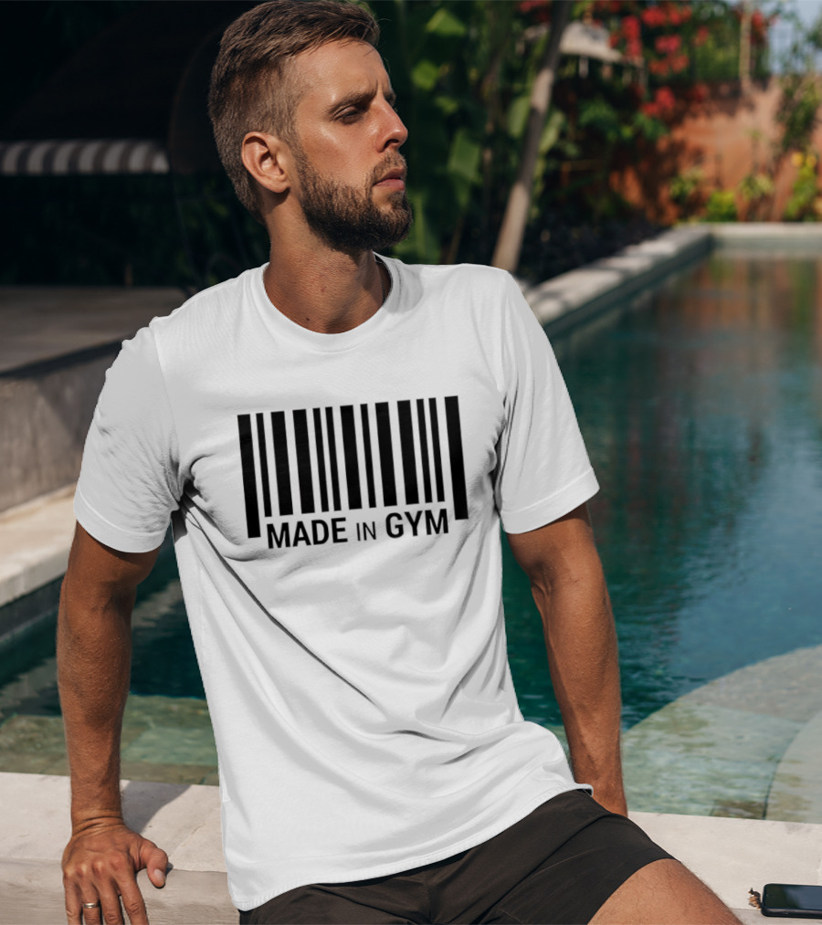 Barcode Made In Gym Fitness Motivational T-Shirt