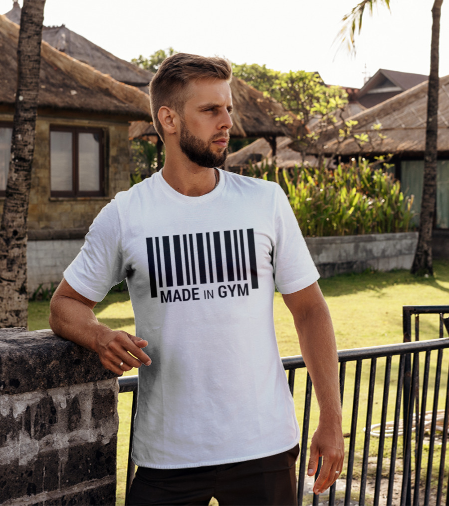 Barcode Made In Gym Fitness Motivational T-Shirt