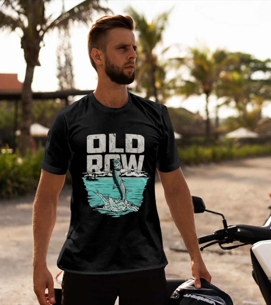 Old Row Tarpon Jumping Fishing Scene T-Shirt