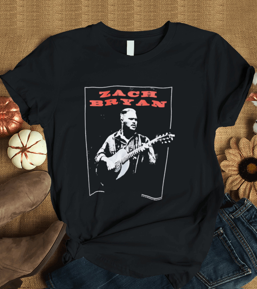 Zach Bryan Guitar Performance Black And White T-Shirt
