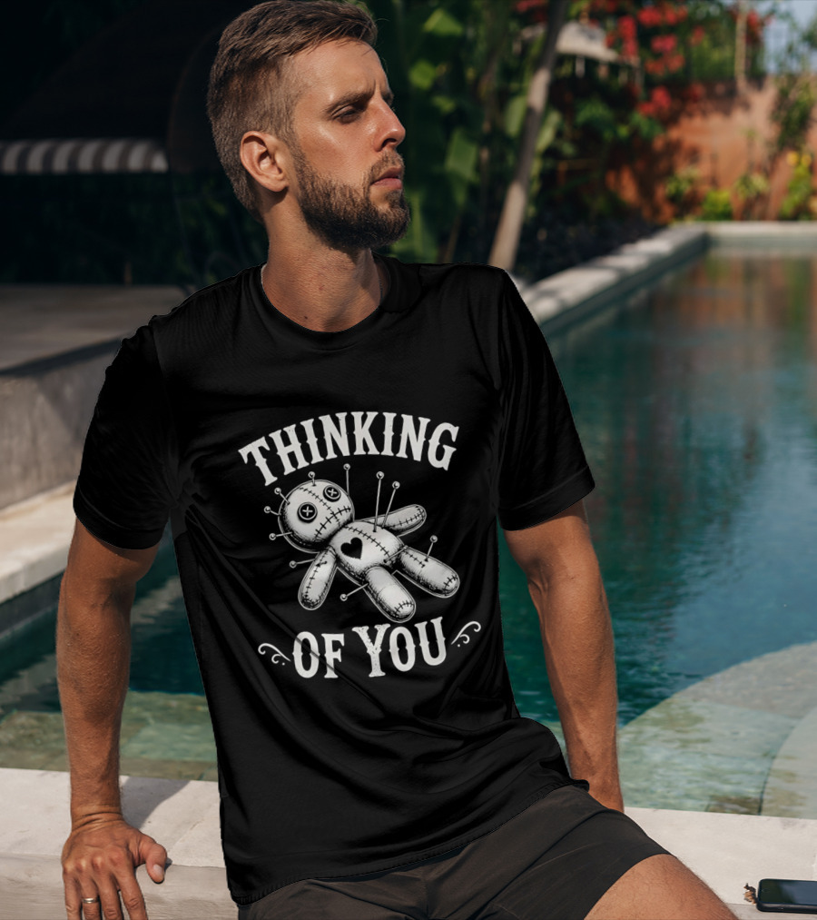 Thinking Of You Voodoo Doll With Heart And Pins T-Shirt