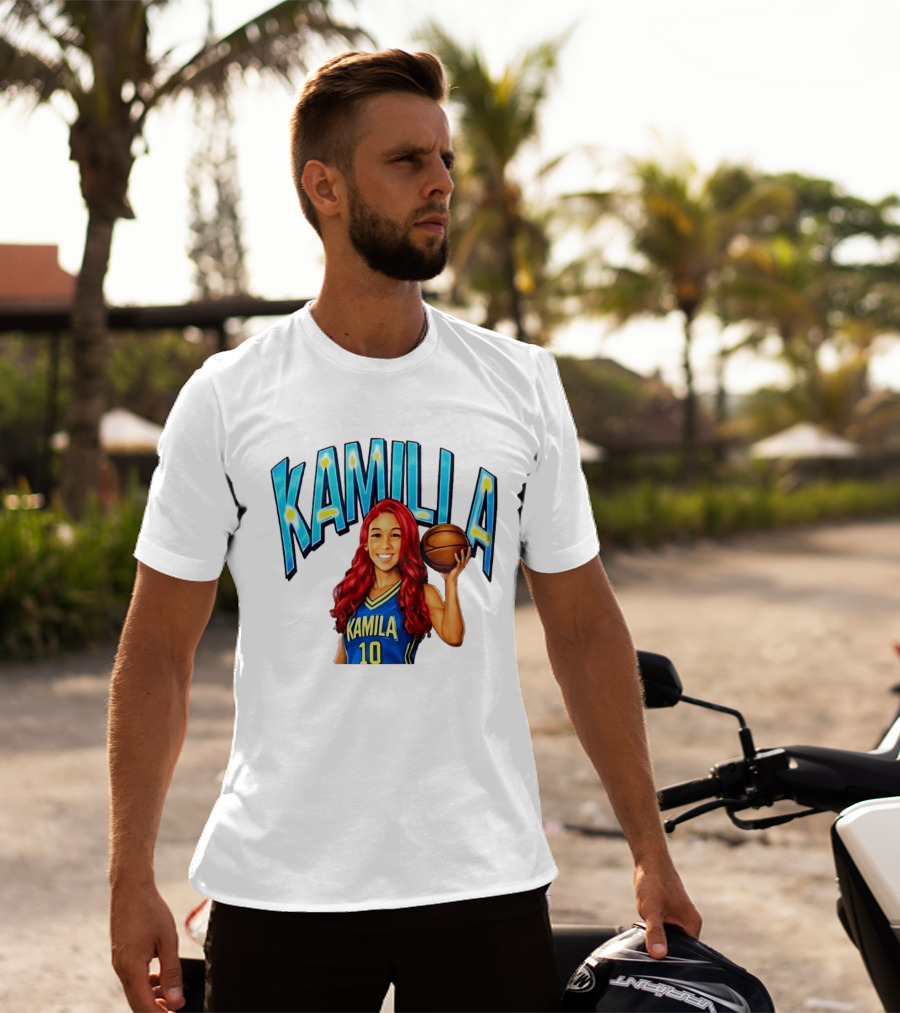 Kamilla Cardoso Basketball Art With Blue And Yellow Jersey T-Shirt