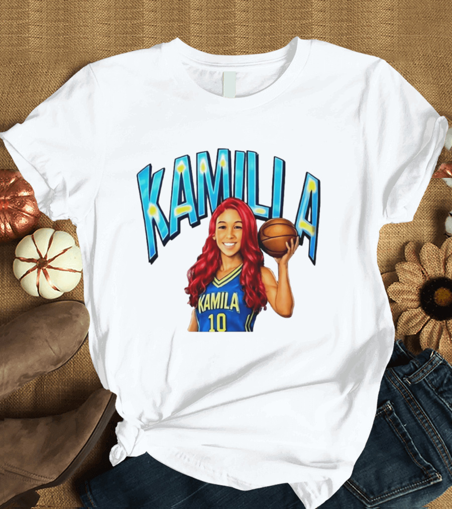 Kamilla Cardoso Basketball Art With Blue And Yellow Jersey T-Shirt